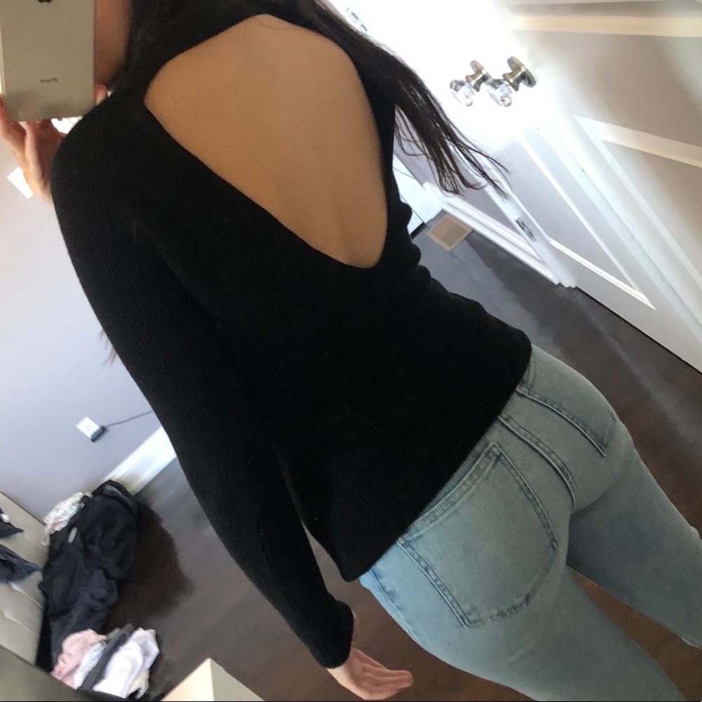 Aritzia / Wilfred black sweater with open back